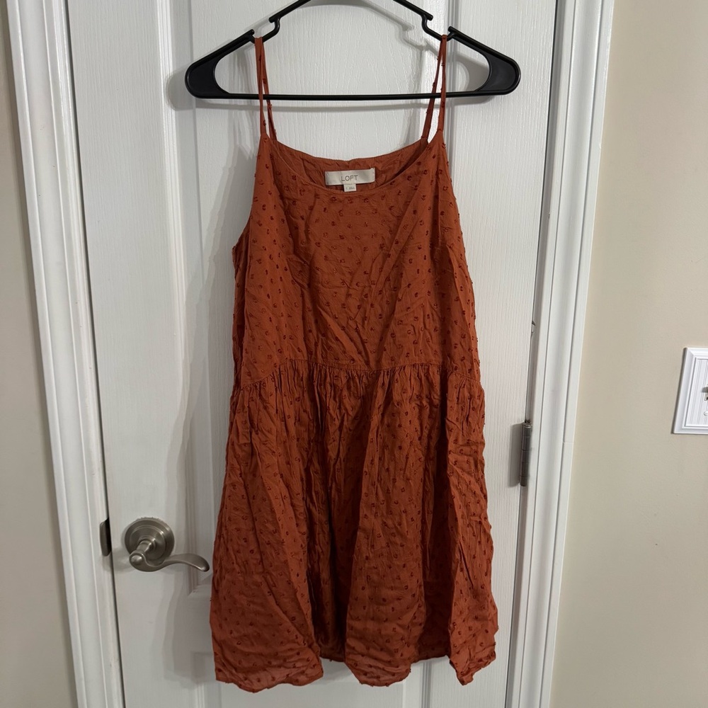 LOFT | Mini Dresses | Loft Swiss Dot Burnt Orange Dress